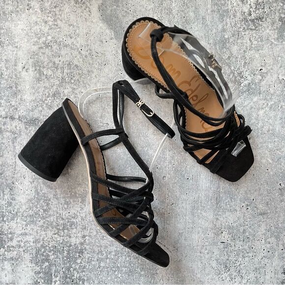 Sam Edelman Daffodil Sandals Black Suede 8.5 - Picture 1 of 7